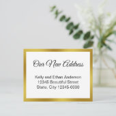 新しい住所（白）と金ゴールド移動のお知らせ ポストカード (スタンド正面)