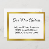 新しい住所（白）と金ゴールド移動のお知らせ ポストカード (正面/裏面)