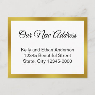 新しい住所（白）と金ゴールド移動のお知らせ ポストカード