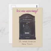 新しい住所(黒)メールボックス写真カスタム文字 ポストカード (正面/裏面)