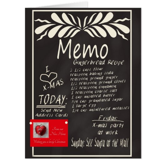 新しい住所Chalkboardクリスマスカード (正面)