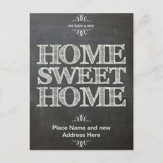 新しい住所Chalkboardポストカードを移動 案内ポストカード (正面)
