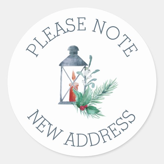 新しい住所Holly Candle Lit Lantern ラウンドシール (正面)