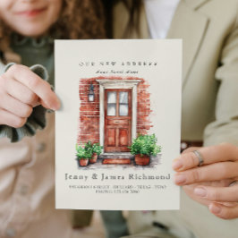 新しい住所I水彩前面ドアとレンガ 案内状