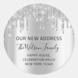 新しい住所SilverのRSVPの変更を移動 ラウンドシール