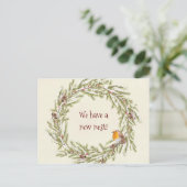 新しい住所winter christmas robinはがき ポストカード (スタンド正面)