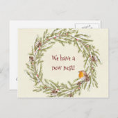 新しい住所winter christmas robinはがき ポストカード (正面/裏面)