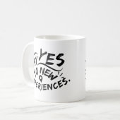 新しい体験にイエスを (黒文字) コーヒーマグカップ (正面左)