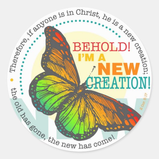 新しい作成バタフライステッカー ラウンドシール (正面)