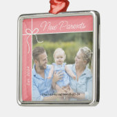 新しい保護者の家族の初めてのクリスマス写真 メタルオーナメント (左)