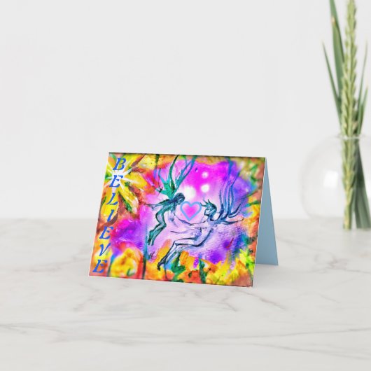 新しい信じ妖精の国スモールグリーティングカード カード (正面)