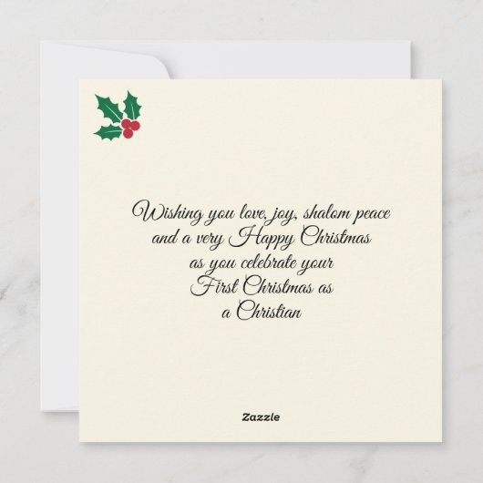 新しい信者のためのクリスチャンとしての初めてのクリスマス シーズンカード (裏面)