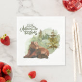 新しい冒険が始まるタイポグラフィ素朴クマ スタンダードランチョンナプキン (インサイチュ)