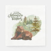 新しい冒険が始まるタイポグラフィ素朴クマ スタンダードランチョンナプキン (正面)