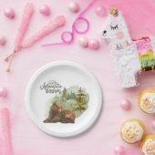 新しい冒険が始まるタイポグラフィ素朴クマ ペーパープレート (パーティー)