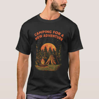 新しい冒険のためのキャンプ キャンパーバケーションキャンプ f tシャツ