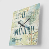 新しい冒険の引用文に賛成して下さい スクエア壁時計 (傾斜)