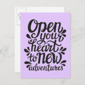 新しい冒険へのハートのオープン ポストカード (正面/裏面)