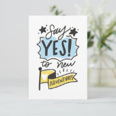 新しい冒険へのYesを語る旅行アート 出欠カード (スタンド正面)