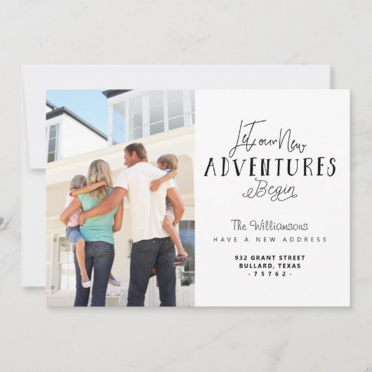 新しい冒険を始めよう写真を移動 案内状 (正面)