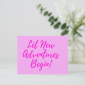 新しい冒険を始める – ピンク – ポストカード (スタンド正面)