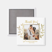 新しい写真ありがとうあ結婚なたの金ゴールド枠 マグネット (正面/裏面)
