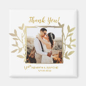 新しい写真ありがとうあ結婚なたの金ゴールド枠 マグネット (正面)