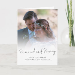 新しい写真とメリー結婚したクリスマスの折り畳み カード