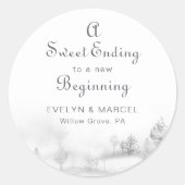 新しい冬の初めの結婚式の甘い結末 ラウンドシール (正面)