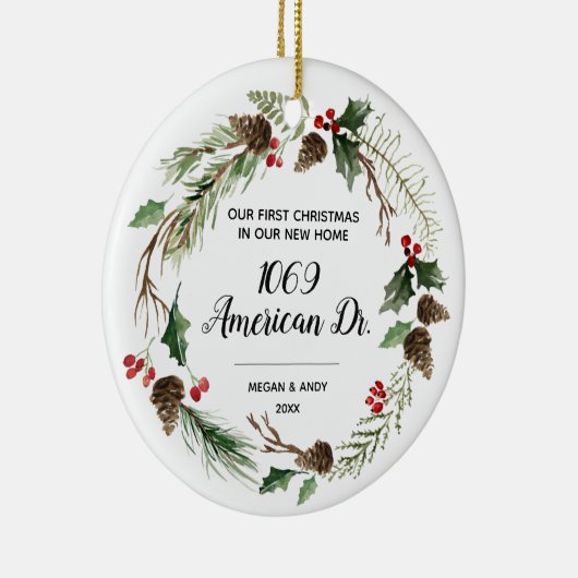新しい初めてのクリスマスのクリスマス セラミックオーナメント (右)