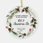 新しい初めてのクリスマスのクリスマス セラミックオーナメント (正面)