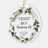 新しい初めてのクリスマスのクリスマス セラミックオーナメント (左)