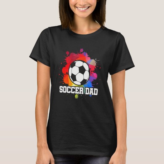 新しい初めてのパパに挑戦するサッカーパパ Tシャツ (正面)