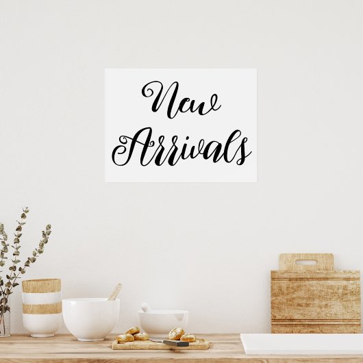 新しい到着の看板、小売店舗の看板、ブティック ポスター (キッチン)