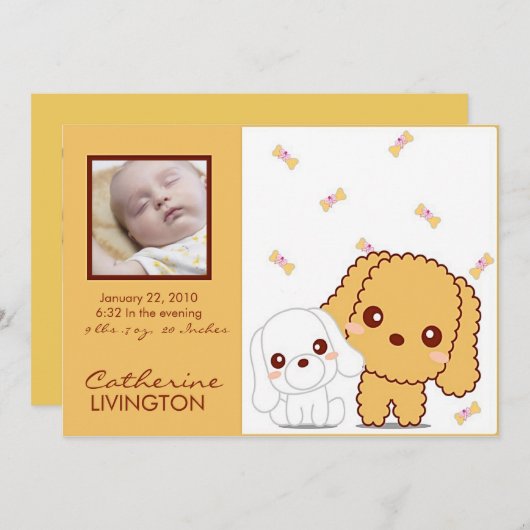 新しい到着ベビーの発表 招待状 (正面/裏面)