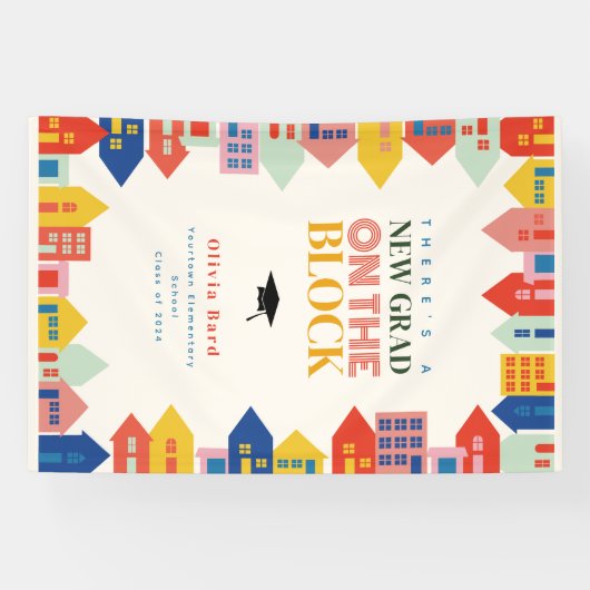 新しい卒業ブロックの子供の卒業発表 横断幕 (横)