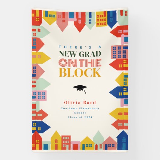 新しい卒業ブロックの子供の卒業発表 横断幕 (縦)