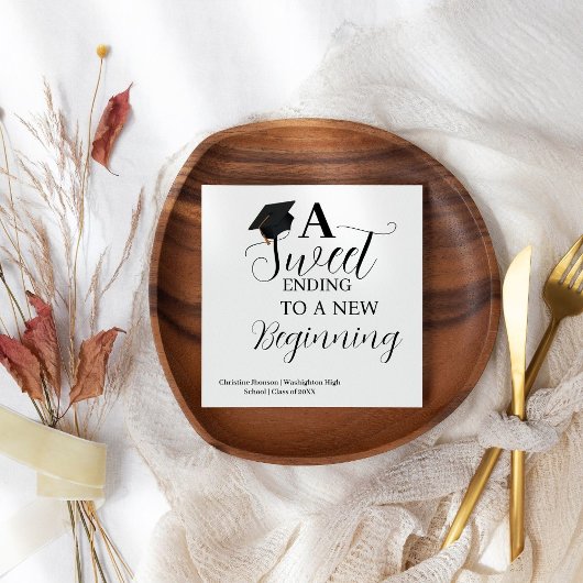 新しい卒業式の始まりへの甘い結末 スタンダードカクテルナプキン