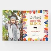 新しい卒業生のブロックの子供の卒業写真 横断幕 (横)