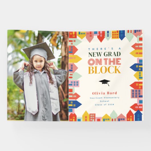 新しい卒業生のブロックの子供の卒業写真 横断幕 (横)