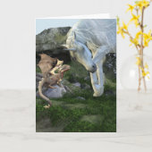 新しい友達 ベイビードラゴンとユニコーン ファンタジー カード (黄色い花)