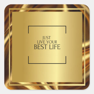 「新しい反射：あなたは偉大だ」ブラックと金ゴールド スクエアシール