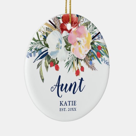 新しい叔母が確立された国パーソナライズされた花模様 セラミックオーナメント (右)