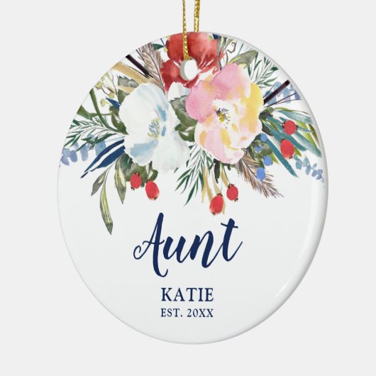新しい叔母が確立された国パーソナライズされた花模様 セラミックオーナメント (左)