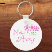 新しい叔母ピンクの花Tシャツとギフト キーホルダー (正面)