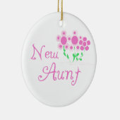 新しい叔母ピンクの花Tシャツとギフト セラミックオーナメント (右)