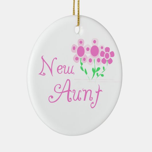 新しい叔母ピンクの花Tシャツとギフト セラミックオーナメント (右)