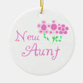 新しい叔母ピンクの花Tシャツとギフト セラミックオーナメント (正面)