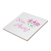 新しい叔母ピンクの花Tシャツとギフト タイル (側面)