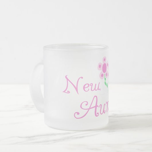 新しい叔母ピンクの花Tシャツとギフト フロストグラスマグカップ (正面左)